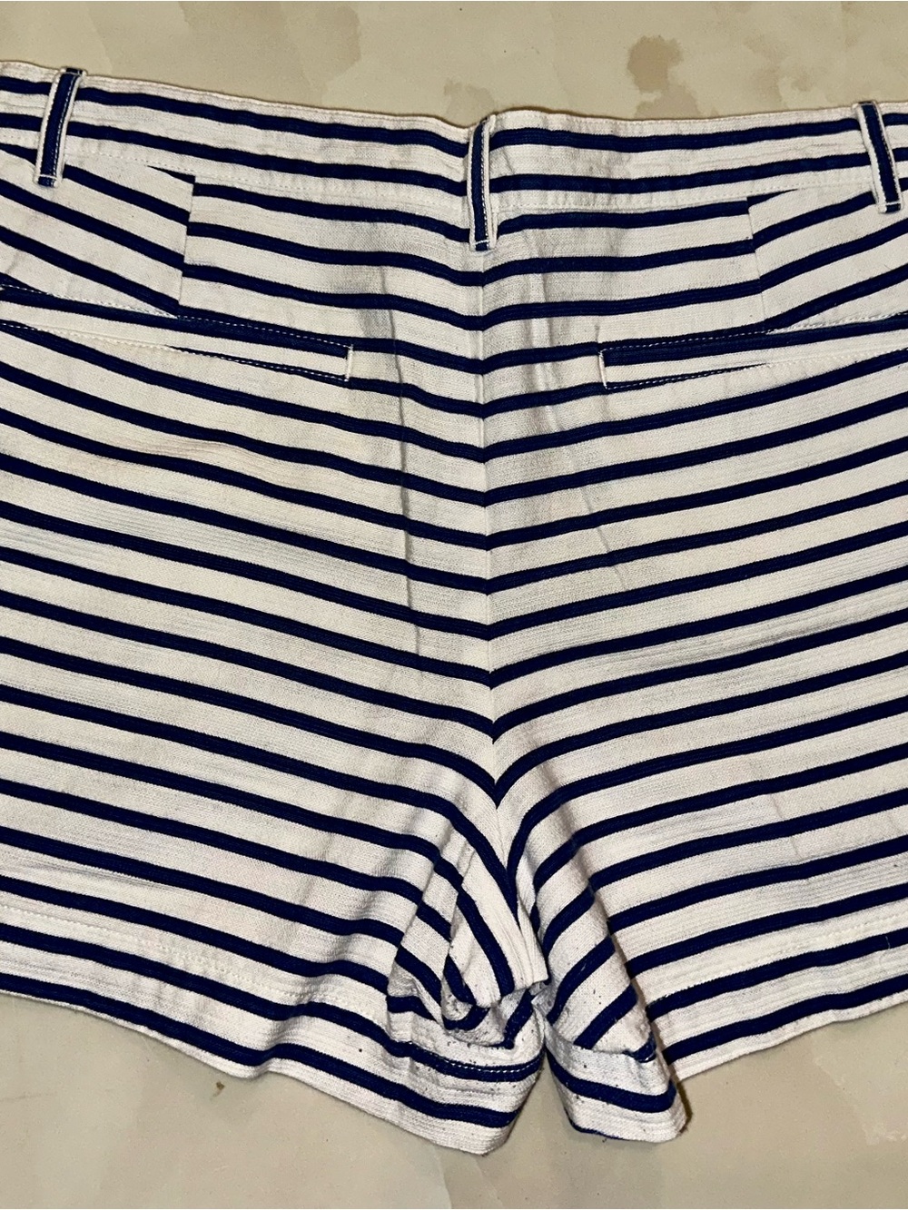 GAP Navy and White High Waist Striped Shorts